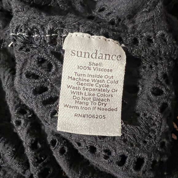 Sundance Blouse Top Womens PXS Black Eyelet Lace‎ Button up Long Flare Sleeve - Picture 11 of 11